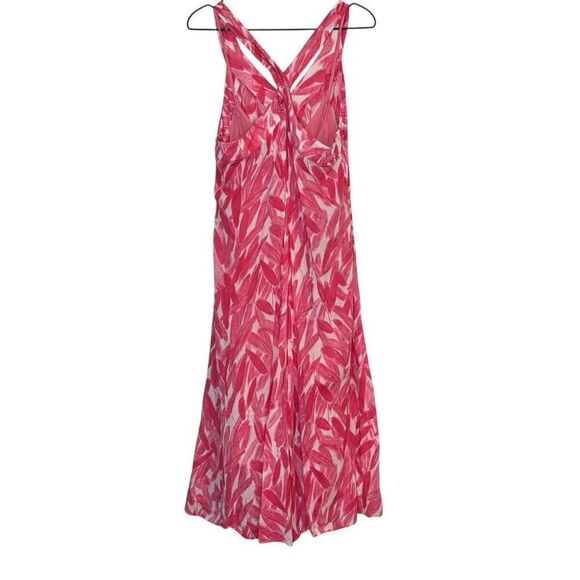 Anthropologie Postmark Hi Low Pink Feather Print Dress 14 - Picture 2 of 6